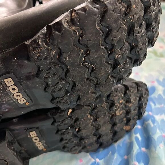 Bogs Alex Solid Black Boots Fleece Lined Ribbon Accent - Picture 13 of 14